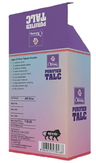Purified Talc | 400 Grams | Fresh Talcum Powder | French Chalk | Gloves Powder | Absorbs Oil, Odour & Moisture | Pack of 3