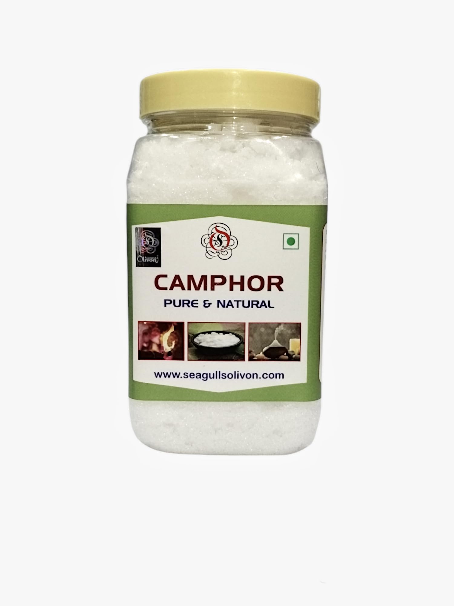 Seagulls Olivon Pure Camphor 400g | 100% Natural Kapur for Pooja, Aromatherapy, Insect Repellent & Air Purification