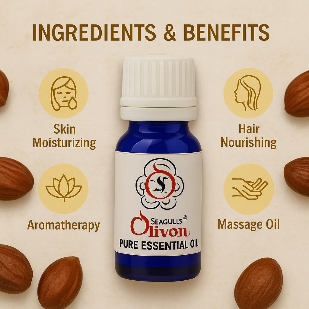 Seagulls Olivon Jojoba (Hohoba) Essential Oil | 10ml | Pure & Natural | Skin & Hair Nourishing | Aromatherapy, Massage & DIY Beauty | For External Use Only