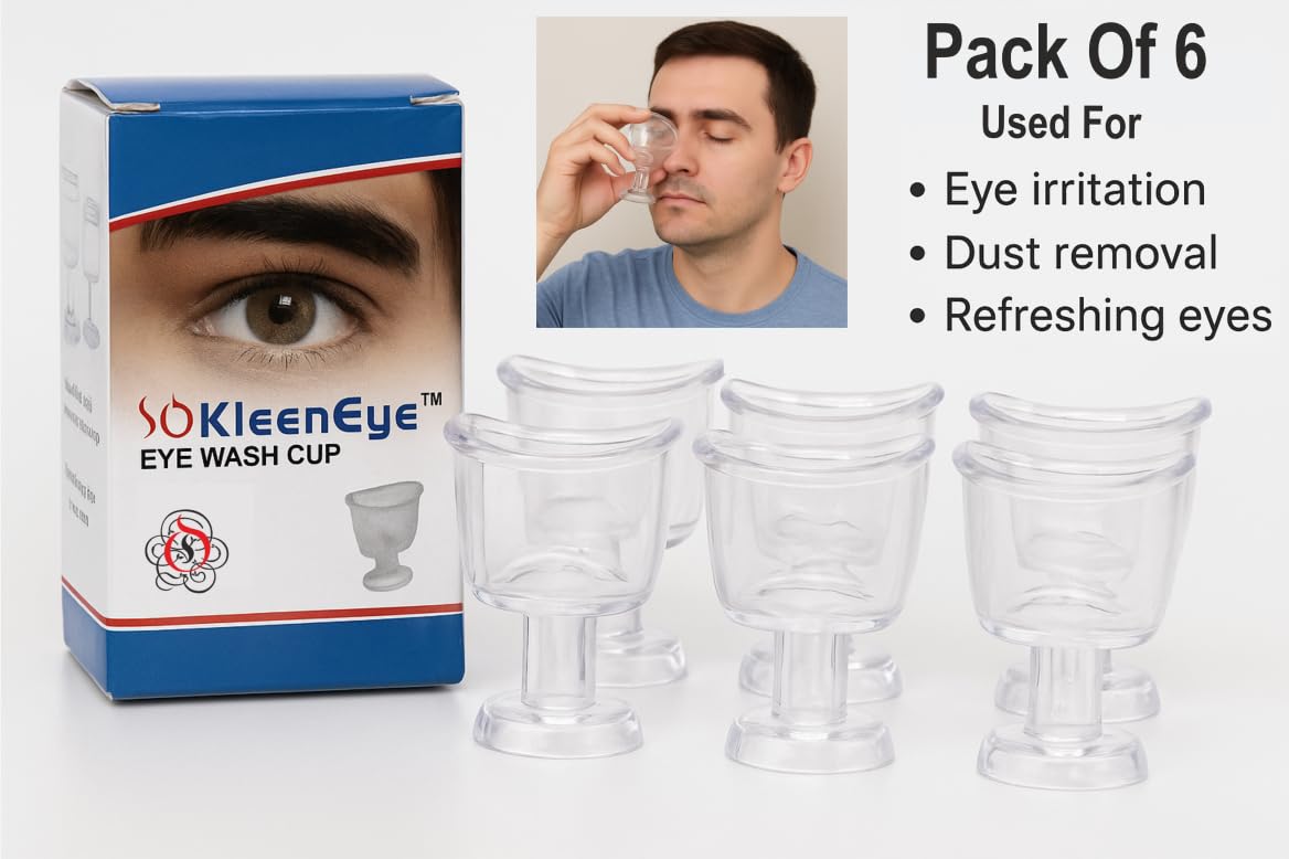 Kleen Eye Wash Cup | Clear Plastic | Pack of 6