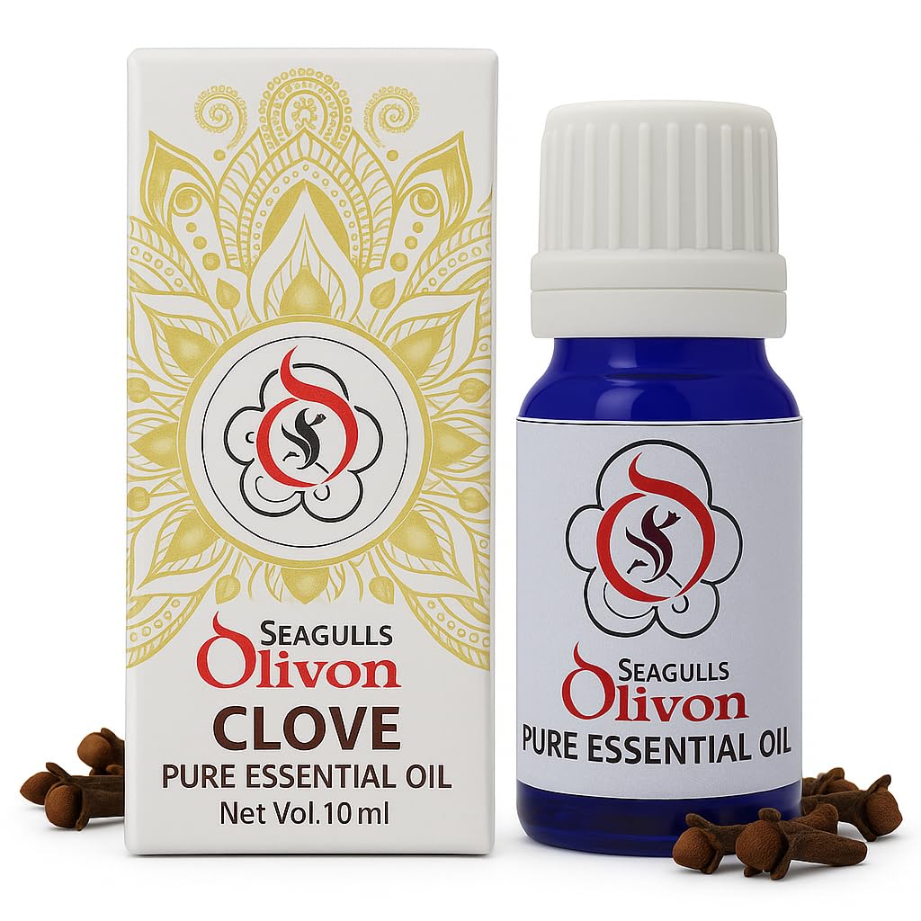 Seagulls Olivon Clove Pure Essential Oil | 10ml | 100% Natural Aromatherapy Oil | Strong Warm Spicy Clove Aroma | For Diffuser, Room Freshening, Massage Blends & Home Fragrance