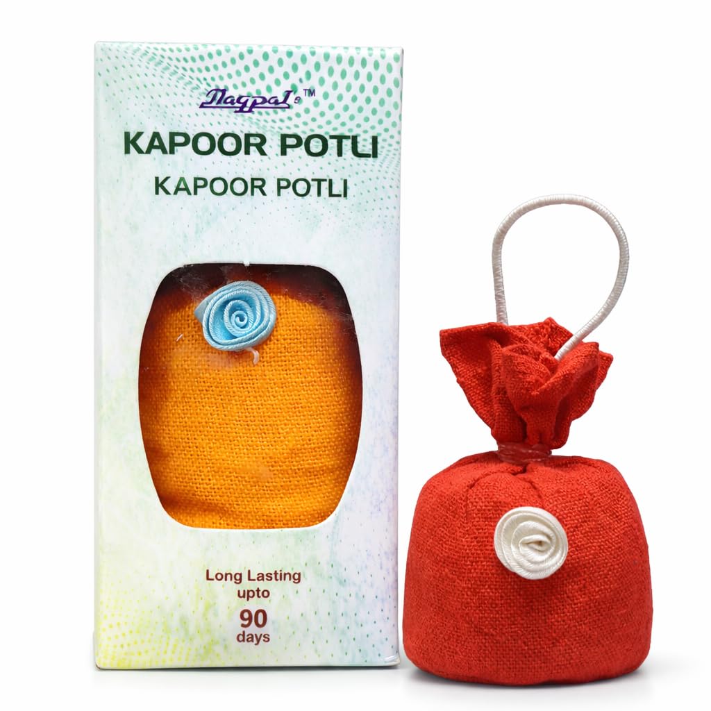 Seagulls Olivon Kapoor Potli | 100g | Pure Camphor Potli for Pooja, Car, Wardrobe & Living Room | Natural Air Freshener | Helps Repel Insects | Ready to Hang