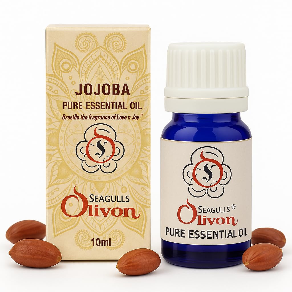 Seagulls Olivon Jojoba (Hohoba) Essential Oil | 10ml | Pure & Natural | Skin & Hair Nourishing | Aromatherapy, Massage & DIY Beauty | For External Use Only