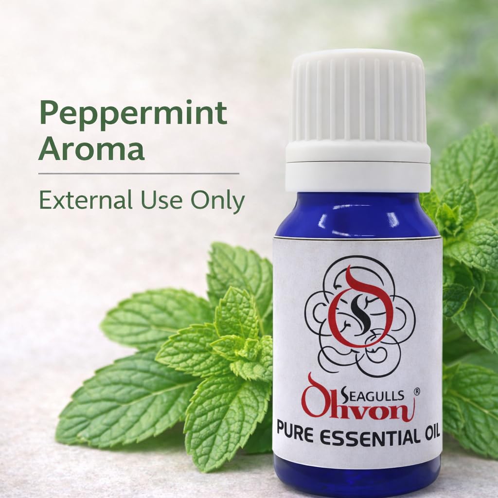 Seagulls Olivon Peppermint Pure Essential Oil | Refreshing Mint Aroma | For Diffuser, Steam Inhalation & Aromatherapy | External Use Only