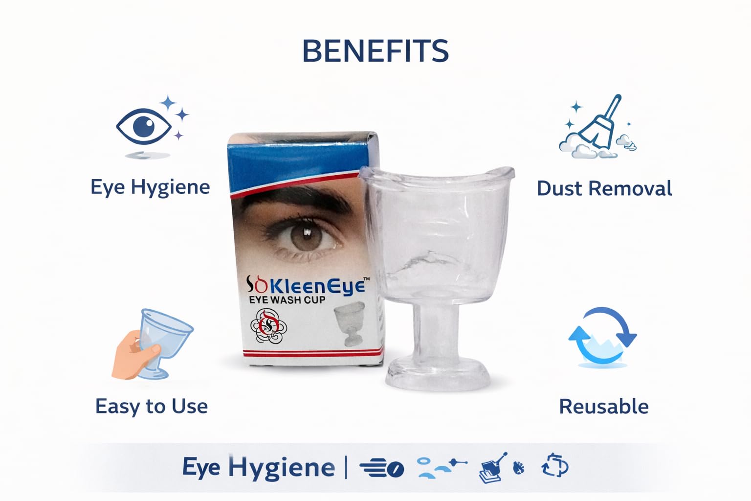 Kleen Eye Wash Cup | Clear Plastic | Pack of 6