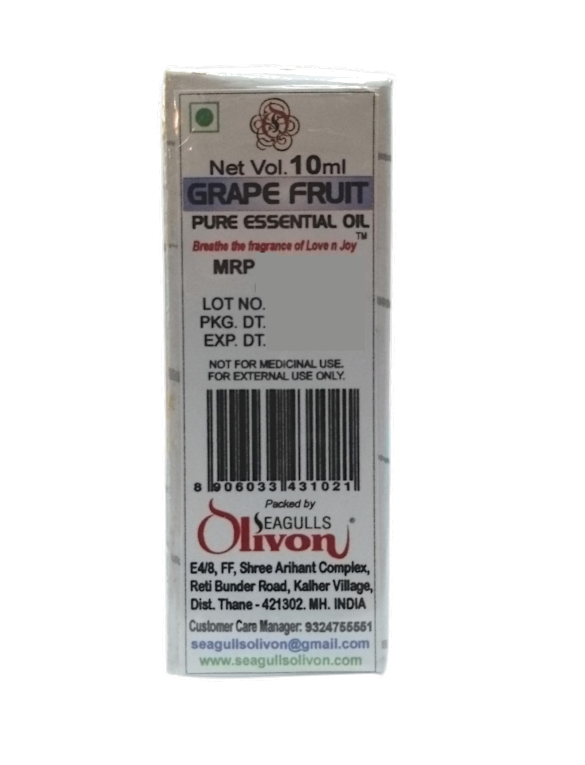 Seagulls Olivon Grapefruit Essential Oil | 100% Pure & Natural Aromatherapy Oil | Uplifting, Refreshing, and Skin Purifying | 10ml