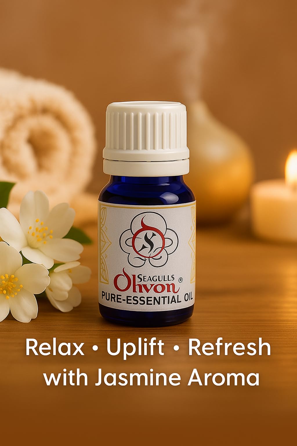 Seagulls Olivon Jasmine Essential Oil (10ml) | 100% Pure Aromatherapy Oil | Floral Fragrance for Diffuser, Skin & Hair Care, Relaxation & Home Freshening