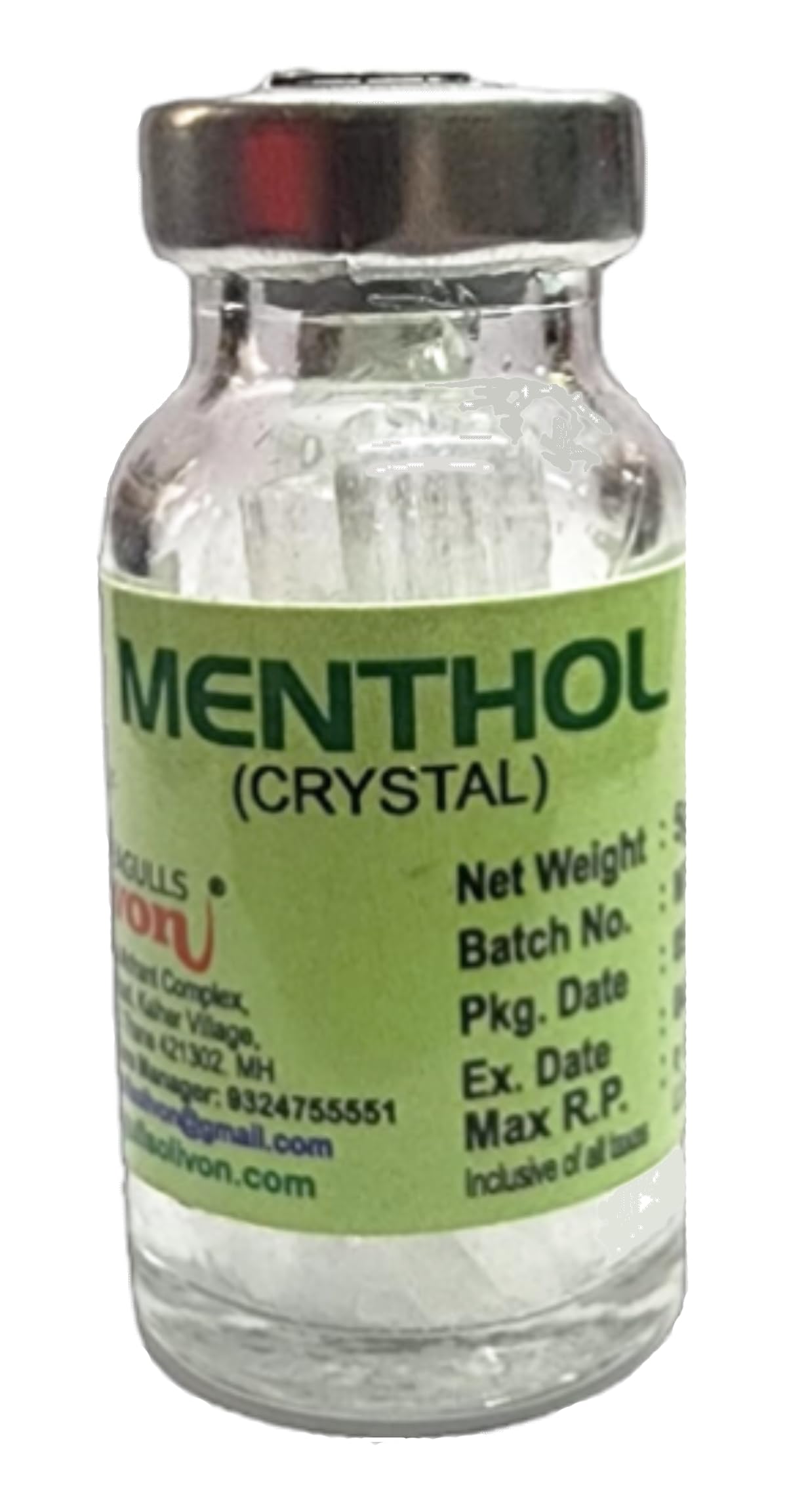 Menthol Crystal in Glass Vials | 5g each | Pack of 3 | 5g x 3 vials