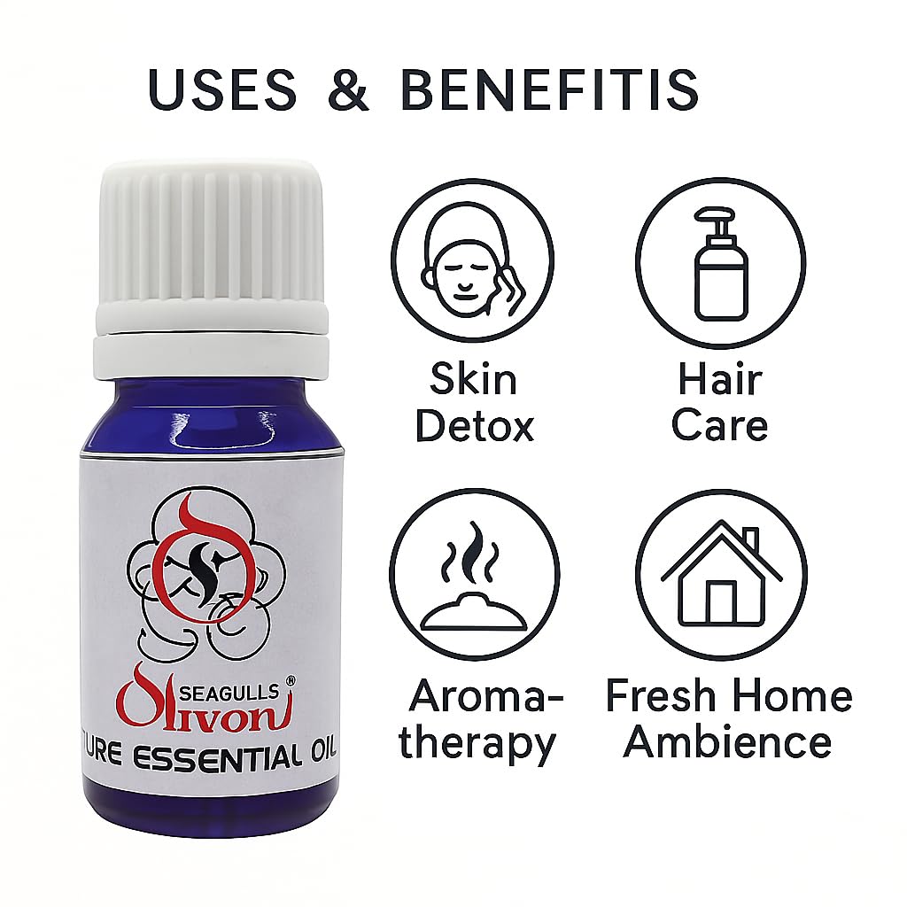 Seagulls Olivon Juniper Berry Essential Oil – 100% Pure & Natural Aromatherapy Oil for Skin, Hair & Diffuser (10ml Glass Bottle)