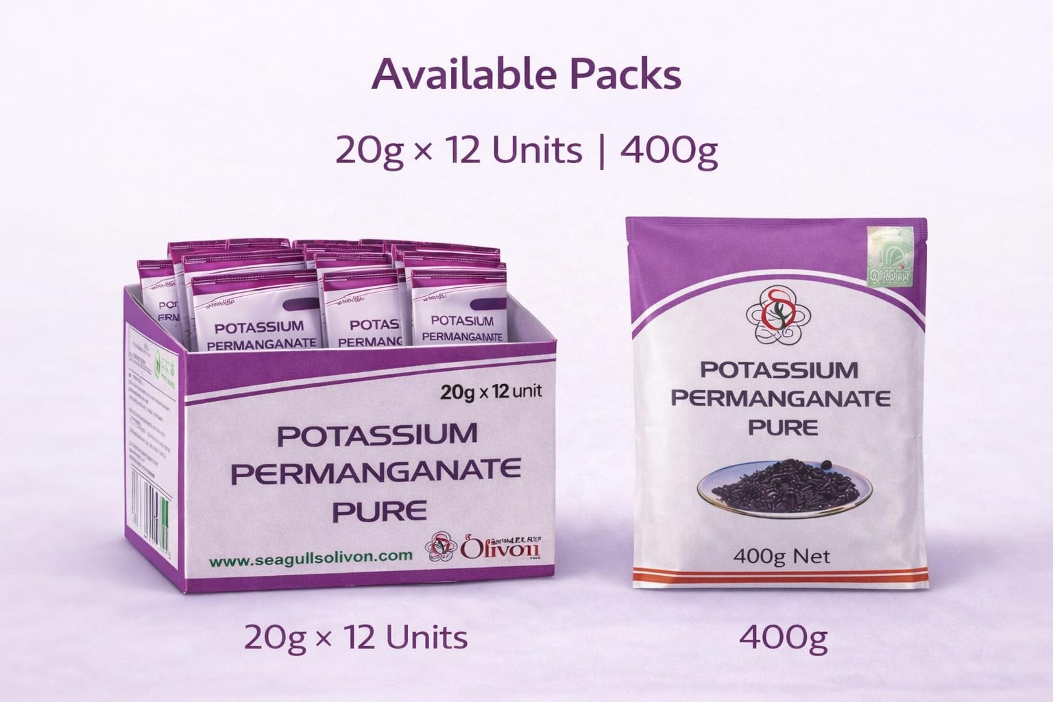 Pure Potassium Permanganate | Poultry Farms | Pond Cleaner | Water Disinfectant (20g x 12units = 240