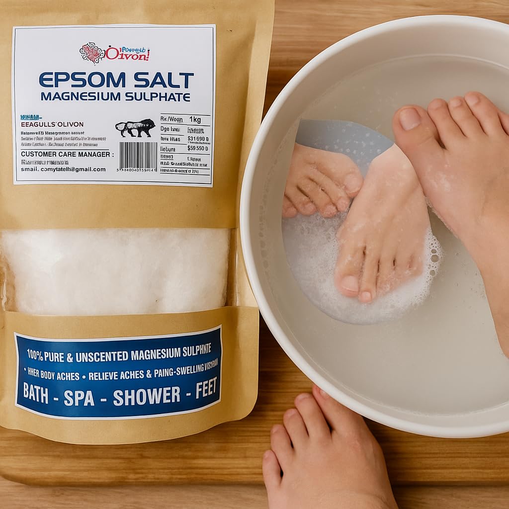 Epsom Salt (Magnesium Sulphate)| 1Kg | For Relaxation Muscle Relief, Relives Aches & Pain | For Fertilizer for Plants and Home Garden