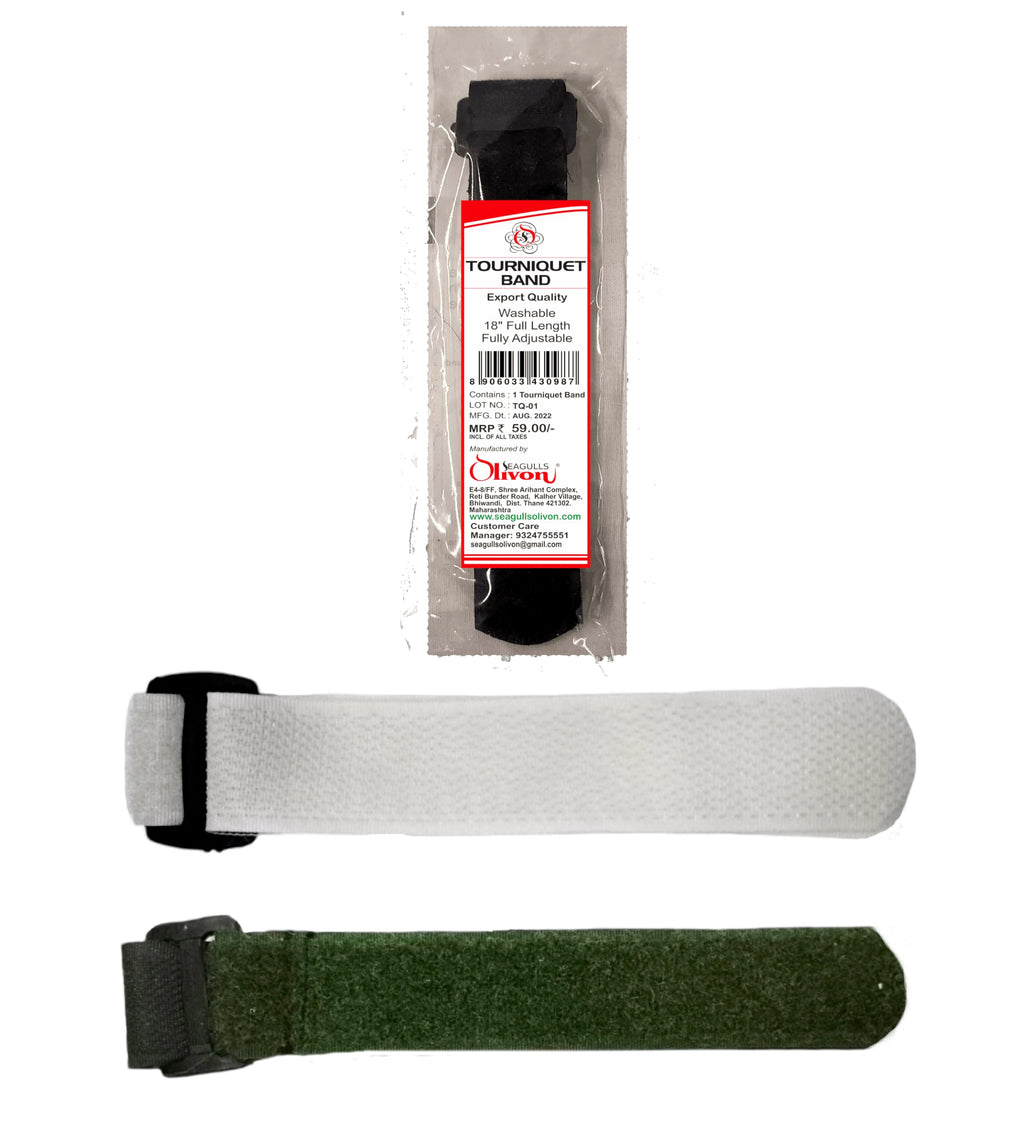 Seagulls Olivon Tourniquet Band | 18 Inch Full Length | Multicolor | Pack of 6 | Washable | Fully Adjustable | Export Quality