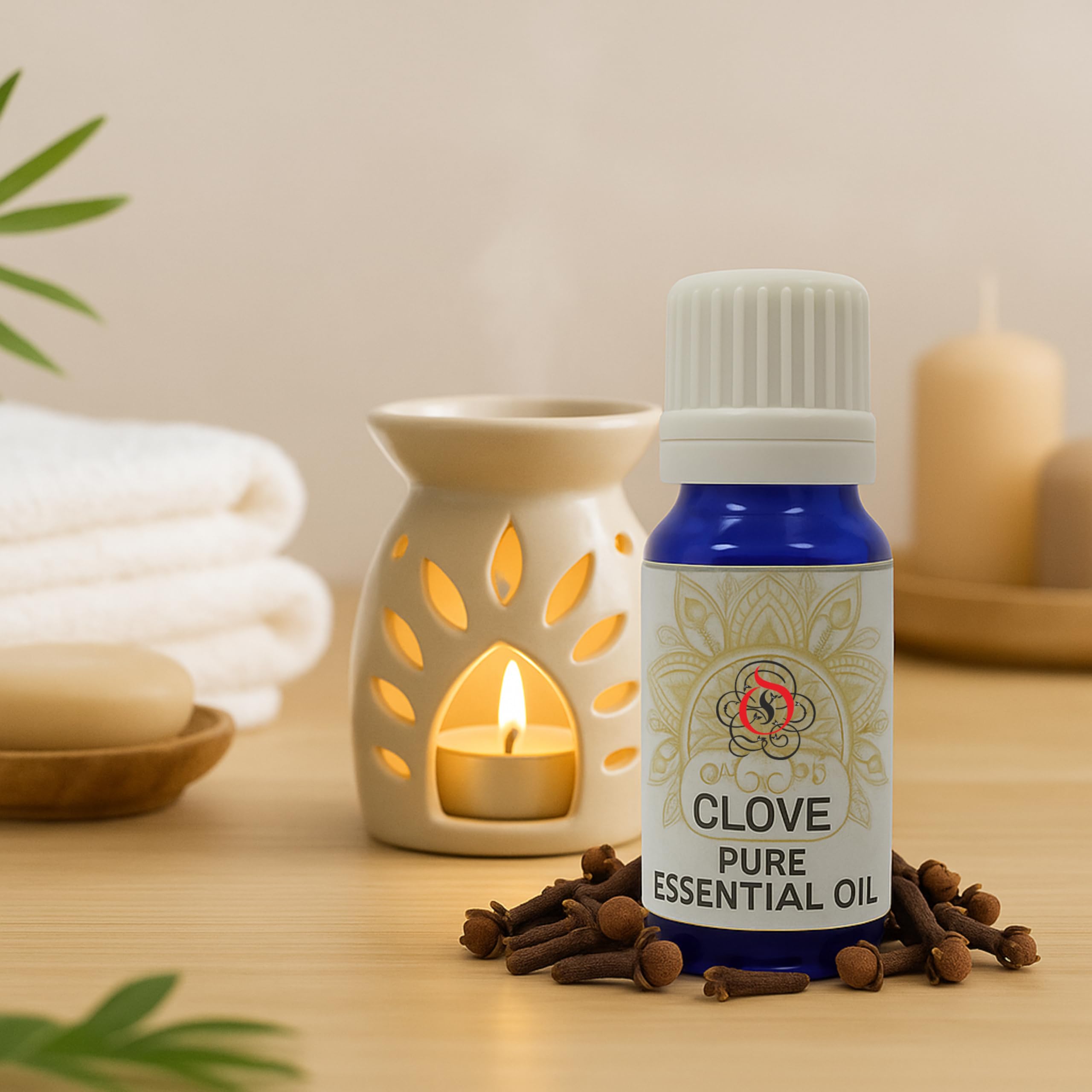 Seagulls Olivon Clove Pure Essential Oil | 10ml | 100% Natural Aromatherapy Oil | Strong Warm Spicy Clove Aroma | For Diffuser, Room Freshening, Massage Blends & Home Fragrance
