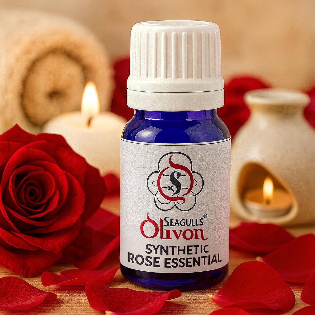 Seagulls Olivon Rose Essential Oil |10ml | Synthetic Grade Aroma Oil for Skin Care, Diffuser, Aromatherapy & Home Fragrance | Floral Rose Scent | Relaxing & Long Lasting