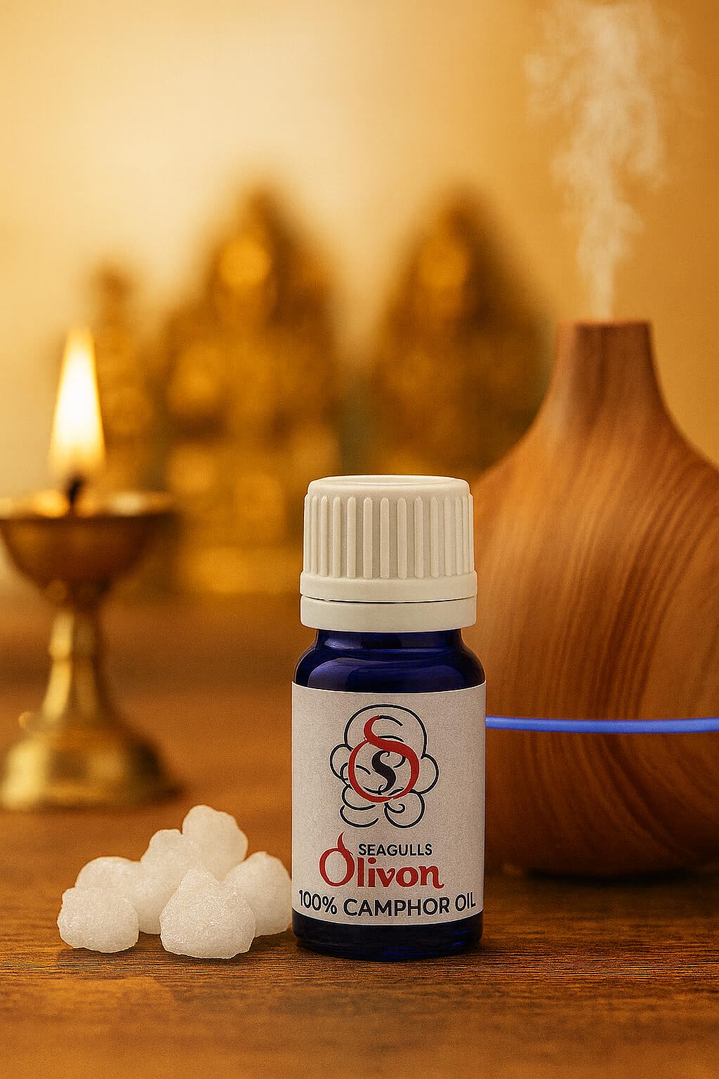 Seagulls Olivon Camphor Essential Oil | 100% Pure & Natural | For Diffusers, Aromatherapy, Relaxation, Air Freshening & Spiritual Use | 10ml