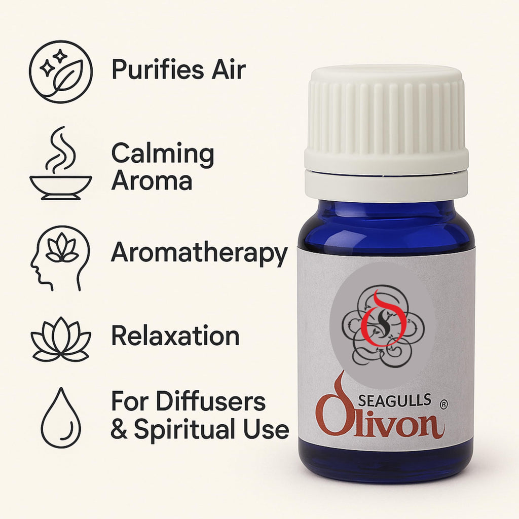 Seagulls Olivon Camphor Essential Oil | 100% Pure & Natural | For Diffusers, Aromatherapy, Relaxation, Air Freshening & Spiritual Use | 10ml