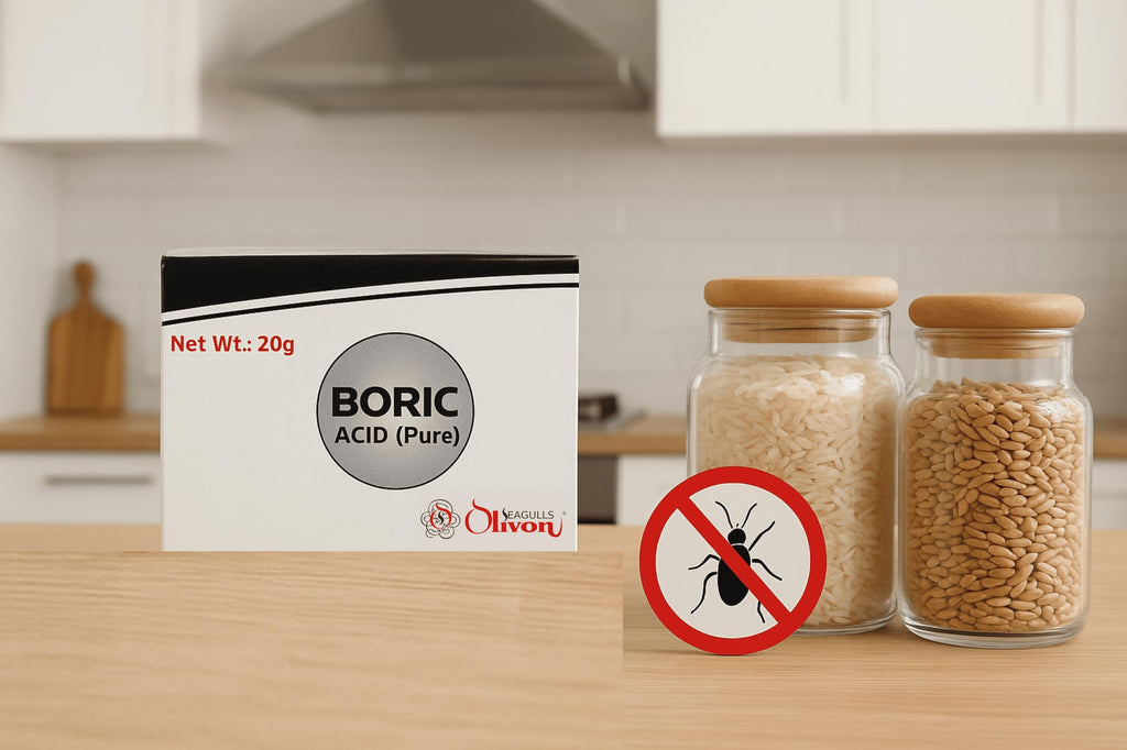 Seagulls Olivon Boric Acid Powder | 20g x 12 Boxes (240g) | Pure, Multipurpose | For Cockroaches | Exceptional Carrom Powder | For Rice Preservation| Hygienically Packed
