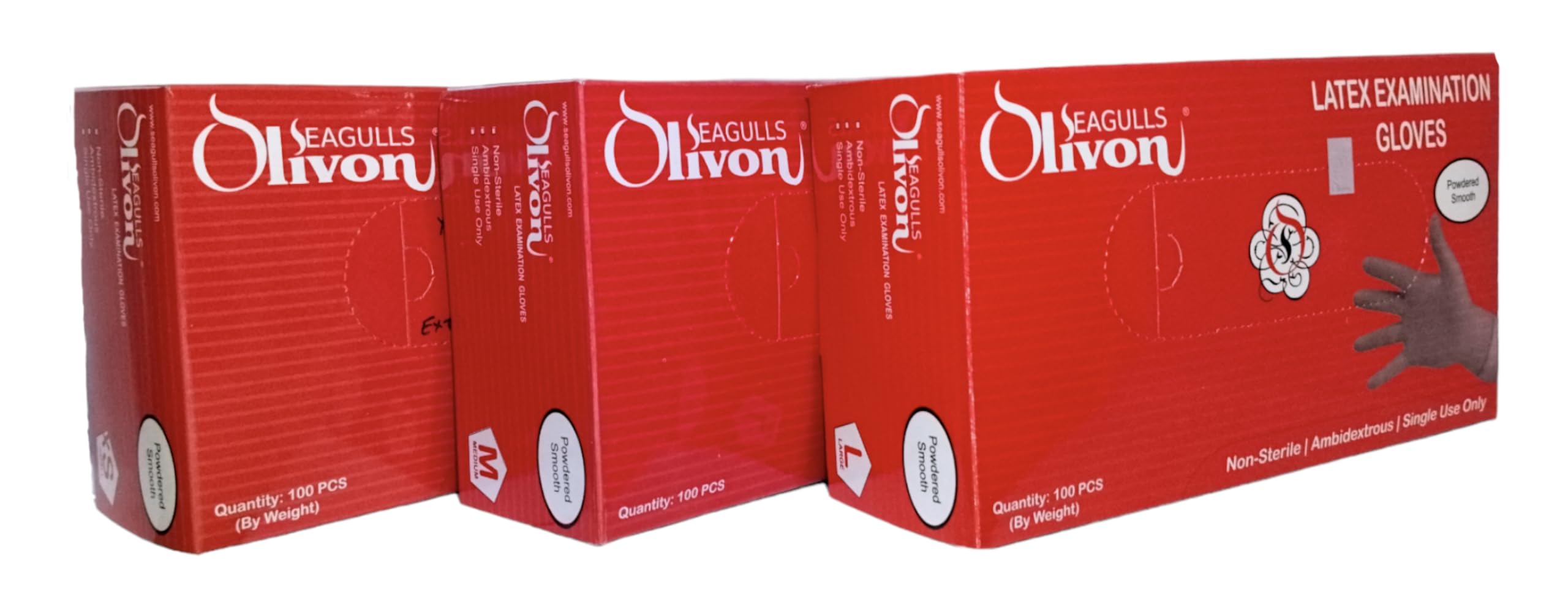 Seagulls Olivon Disposable (Premium) Latex Examination Gloves | Pack of 100 (Large)