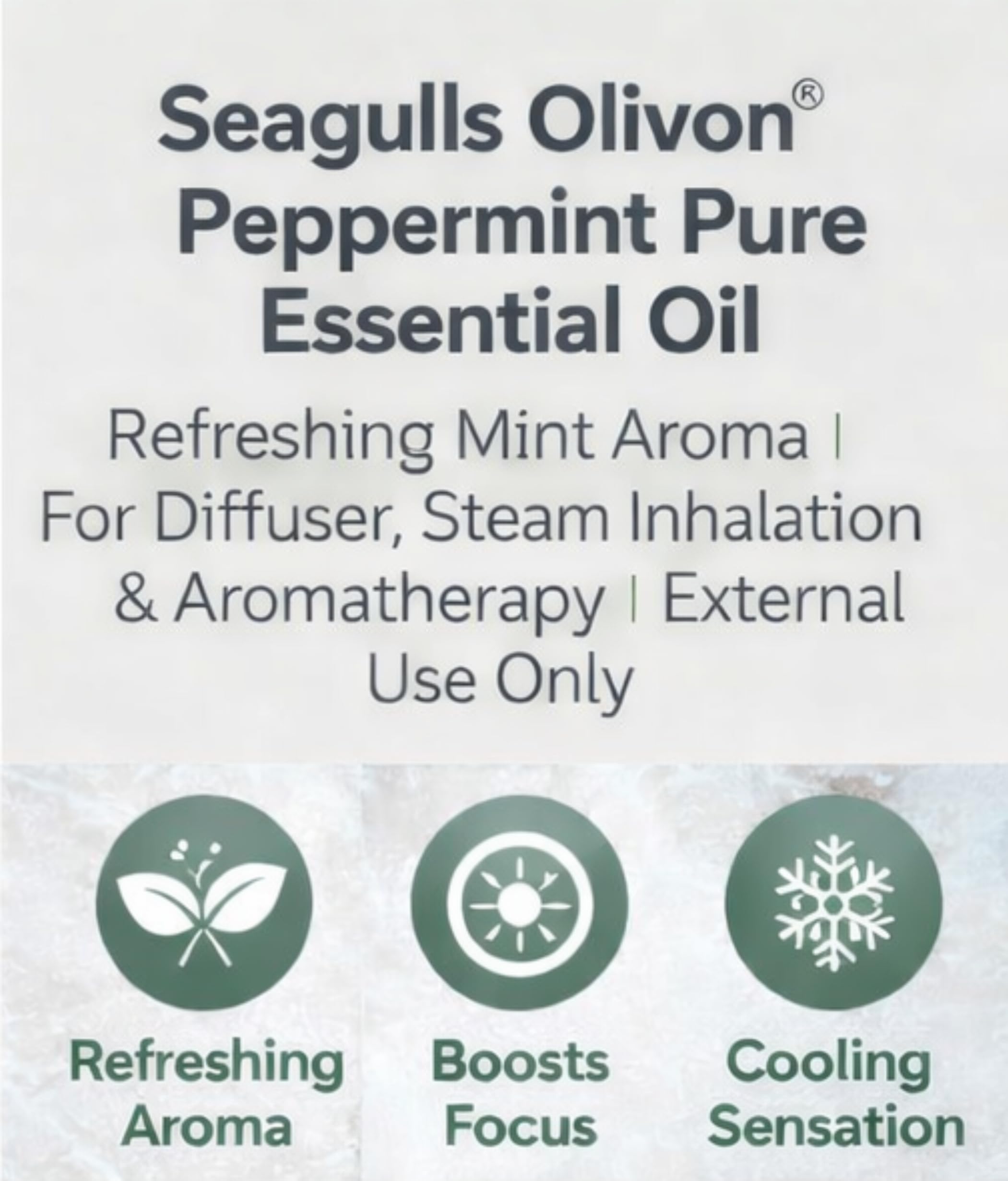 Seagulls Olivon Peppermint Pure Essential Oil | Refreshing Mint Aroma | For Diffuser, Steam Inhalation & Aromatherapy | External Use Only