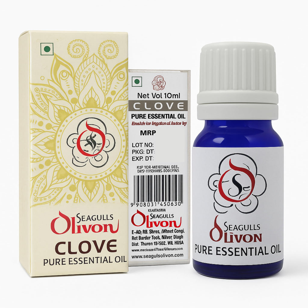 Seagulls Olivon Clove Pure Essential Oil | 10ml | 100% Natural Aromatherapy Oil | Strong Warm Spicy Clove Aroma | For Diffuser, Room Freshening, Massage Blends & Home Fragrance