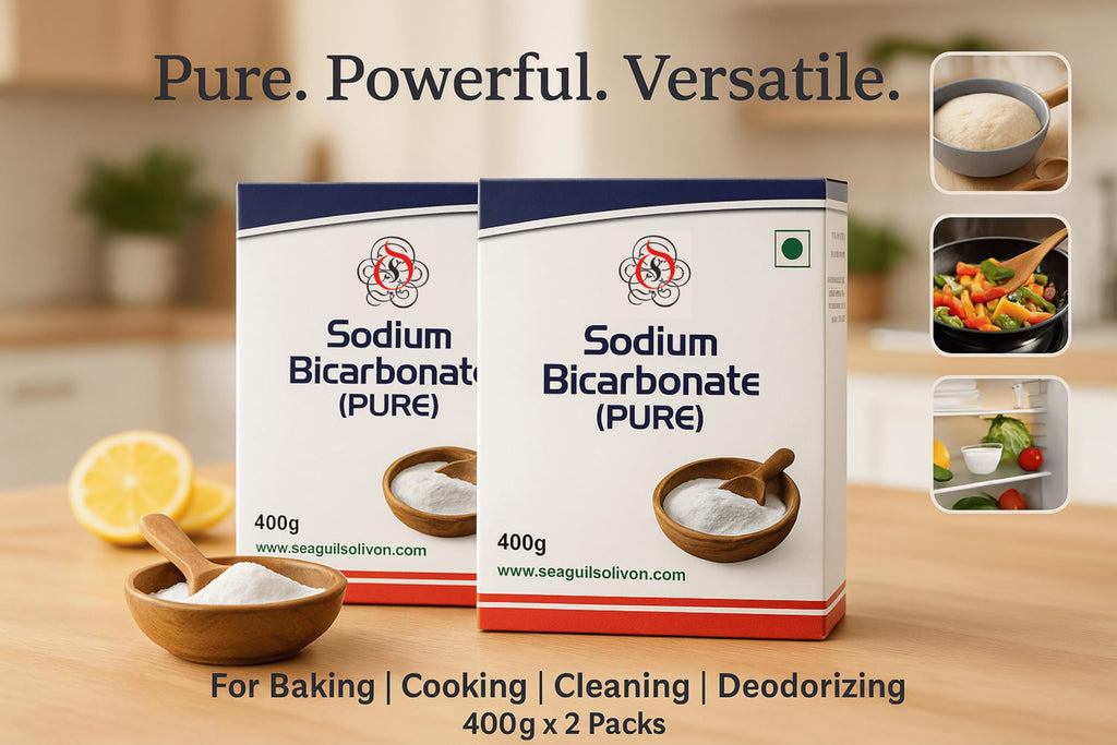 Pure Sodium Bicarbonate Powder | 400g | Food Grade Sodium Bicarbonate | Perfect For Baking/Cooking/Cleaning/Deodorizing | Pack of 2