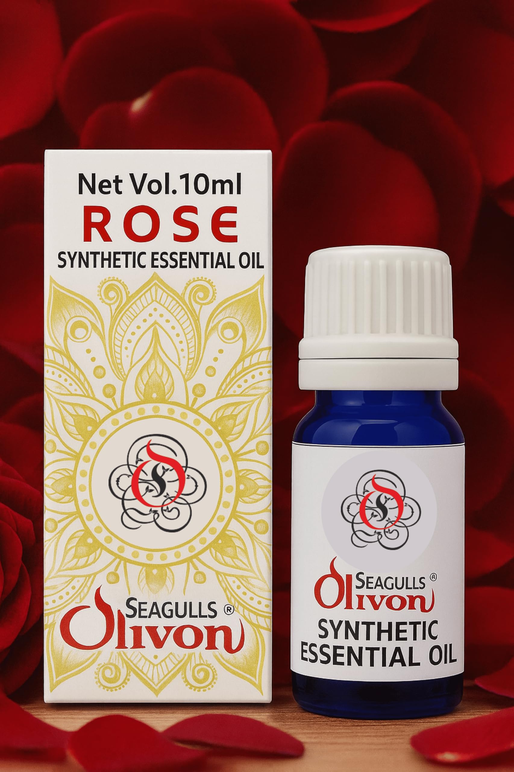 Seagulls Olivon Rose Essential Oil |10ml | Synthetic Grade Aroma Oil for Skin Care, Diffuser, Aromatherapy & Home Fragrance | Floral Rose Scent | Relaxing & Long Lasting