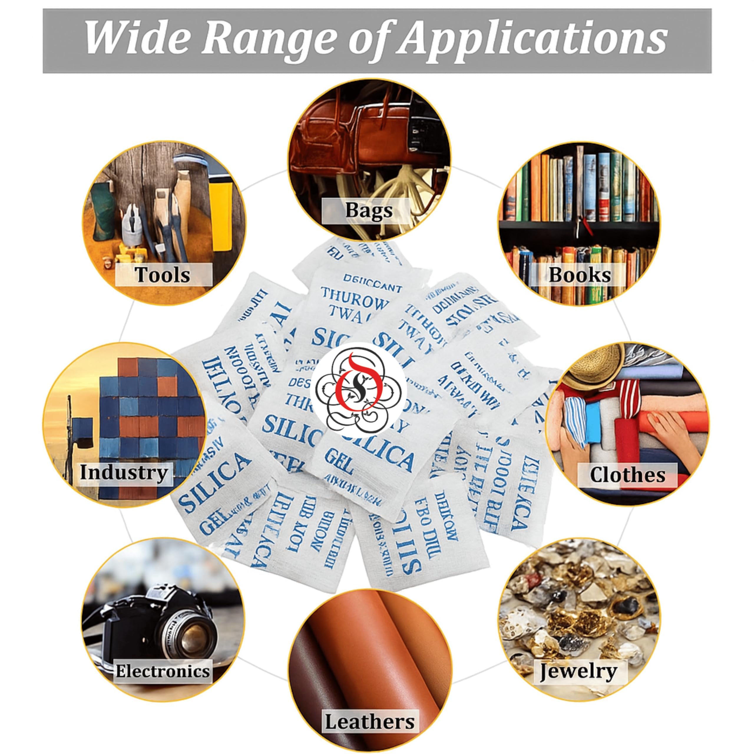 Seagulls Olivon White Silica Gel Desiccant | 5g x 20 Pouches (100g) | Moisture Absorber for Storage, Packaging, Electronics, Shoes & Closets, Flower Drying to Dry Flowers & Craft | Industrial Grade