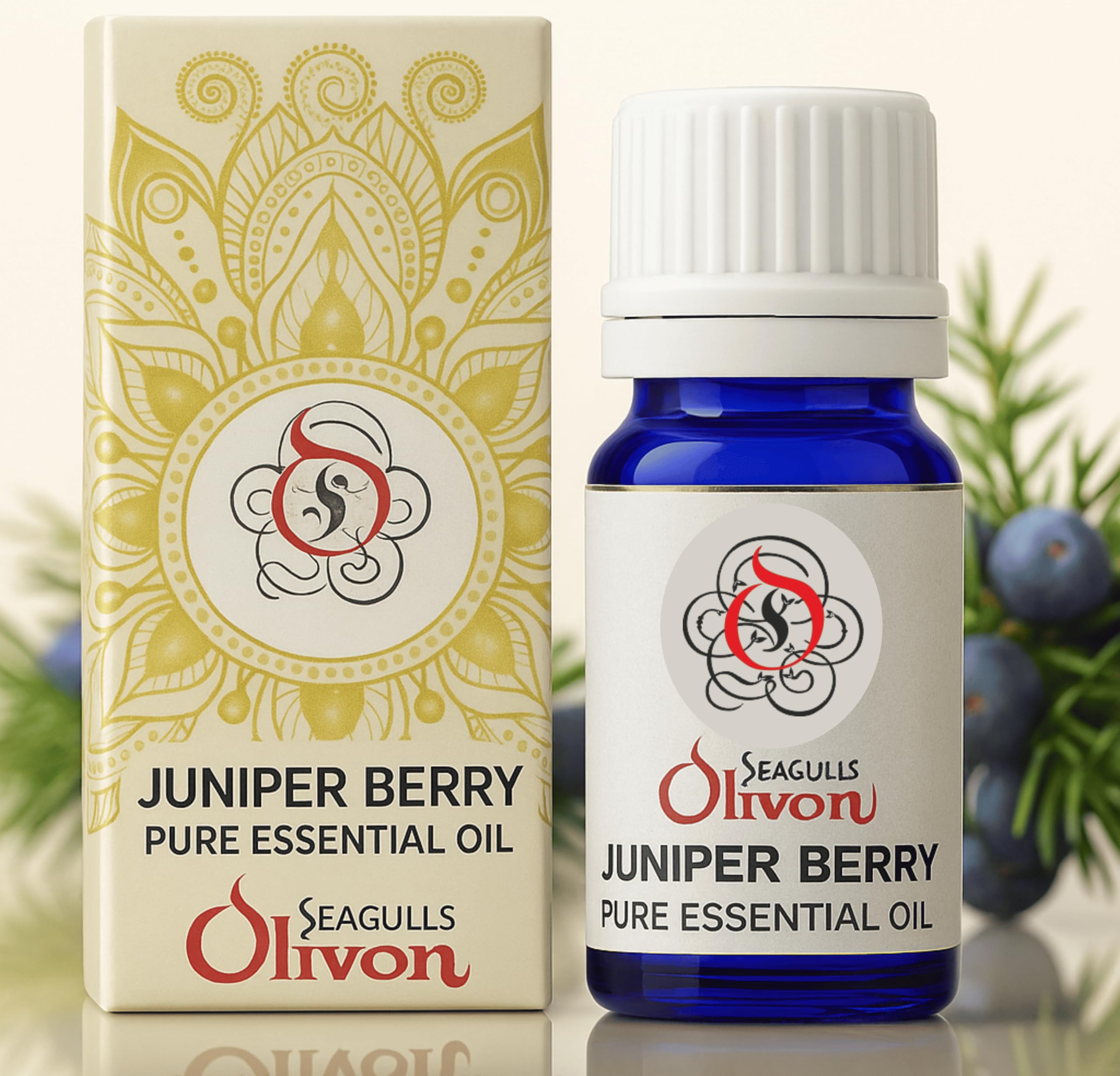 Seagulls Olivon Juniper Berry Essential Oil – 100% Pure & Natural Aromatherapy Oil for Skin, Hair & Diffuser (10ml Glass Bottle)